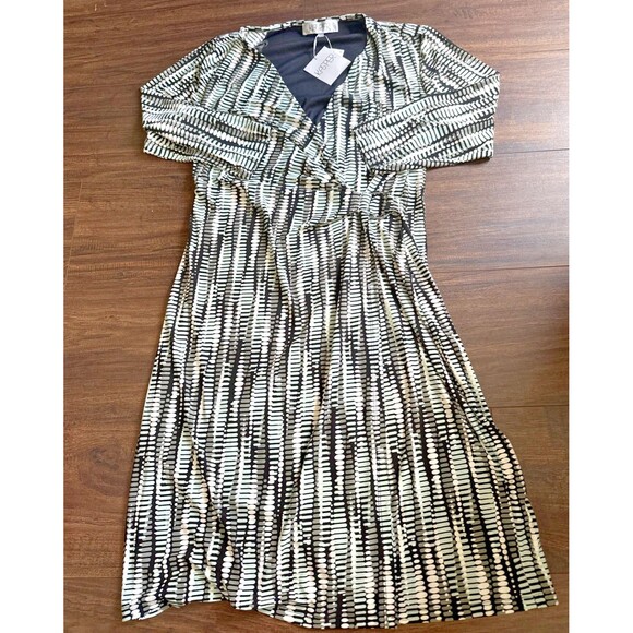 Kasper Women's 3/4-sleeves Printed Wrap-Style Dress Black Sea Glass Multi L - Picture 5 of 9